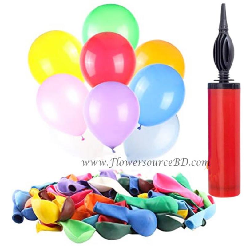 100 pcs Multicolor Balloons + FREE Pumper