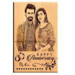 Engraved wooden photo