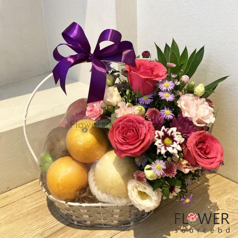 Healthy Delight Fruit & Flower Hamper