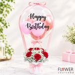 Roses Bouquet with Birthday Hot Air Balloon