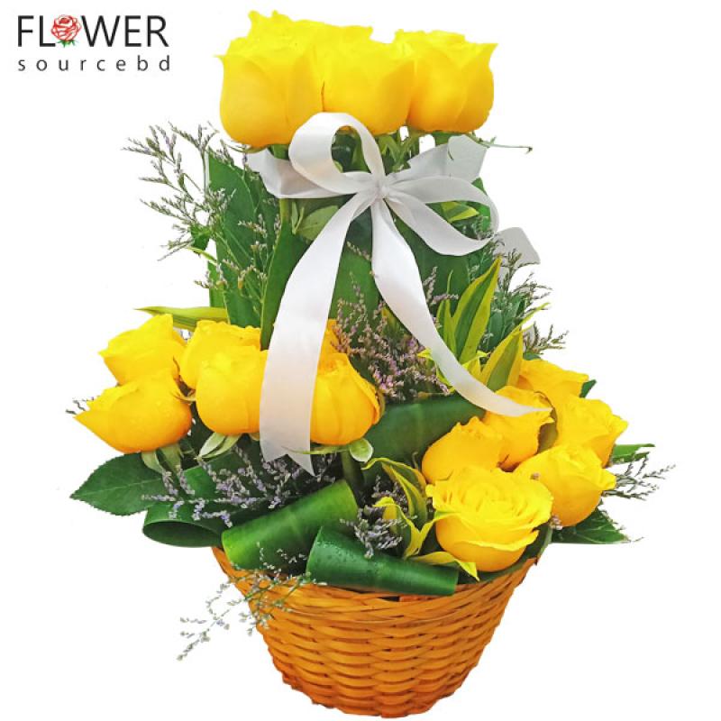 Yellow Roses Basket