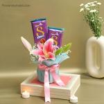 Small Lily & Dairy Milk Silk Bouquet