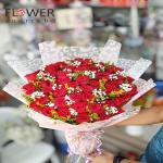 Red Roses with White Gypsy Elegance