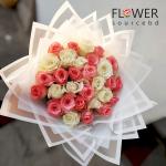 Pink & White Rose Bouquet