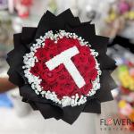 Personalized Letter Red Roses Bouquet
