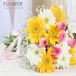 Mix Gerbera with pink rose