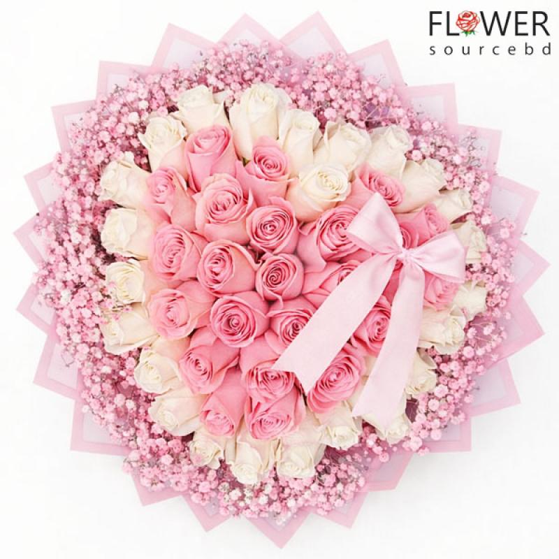 Beautiful Pinkish and White Rose Bouquet