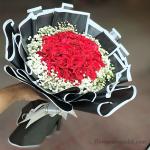 Red Roses with White Gypsy Elegance