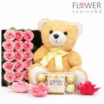 Impressive Rose with Chocolate and Teddy